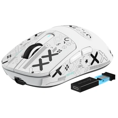 Imagen de VGN GAMEPOWER ATTACK SHARK X3PRO 59g Superlight Ratón Gaming Inalámbrico, 4K/8K Polling, 26000DPI Ultraligero Mouse, Sensor PAW3395, G502, 2.4G/Bluetooth/Cableado, Cinta Antideslizante, PC/Mac, Blanco