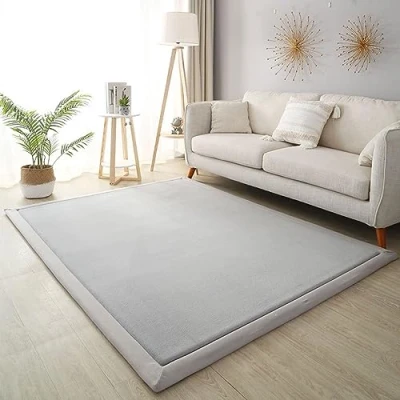 Imagen de Dmkjdzsw alfombra antideslizante para gatear bebé, de guardería, alfombras terciopelo coral, 2 cm grosor, color gris plateado, 120 x 150