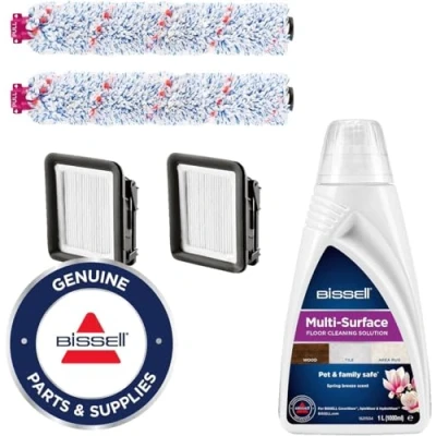 Imagen de BISSELL Kit de Accesorios para CrossWave , Incluye 2 Cepillos Multisuperficie, Filtros y Solución Limpiadora Original Multisuperficie 1L CrossWave, SpinWave HydroWave 3823