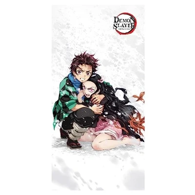 Imagen de Halantex Demon Slayer Tanjiro y Nezuko Kamado Toalla de playa 100% algodón Tamaño 70 x 140 cm