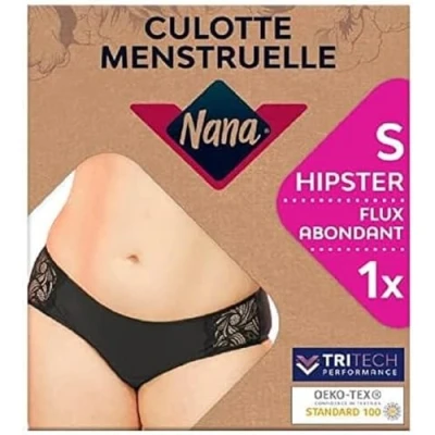 Imagen de Nana Braga Menstrual lavable Flujo abundante Absorción superior para una protección integral, día y noche Negro Corte Hipster, S