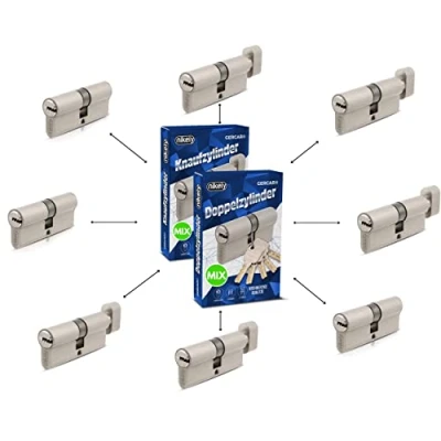 Imagen de GERCAR 8x cilindro de cerradura/cerradura barril perfil o pomo MIX 60/70/80/90 mm combinación libre diferentes tamaños con la misma llave 40 llaves sistema OKS
