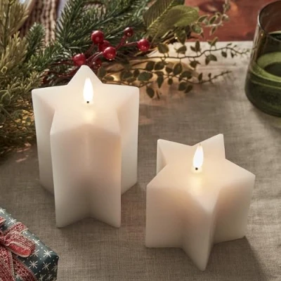 Imagen de Lights4fun TruGlow® Juego de 2 velas LED en forma estrella, sin llama, con temporizador, para uso interiores