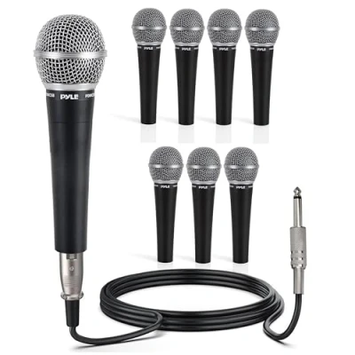 Imagen de PYLE Micrófono profesional dinámico de mano. Vocal, unidireccional y manual. conexión XLR, cable ¼ “, color negro