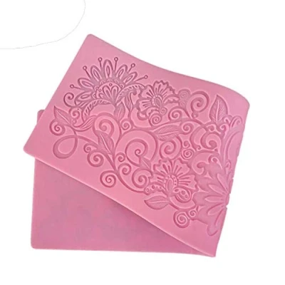 Imagen de Venus valink Flor Texturizador Encaje Molde Silicona, Pastel Tapete Molde, Boda Fondant Decoración de Tartas Herramientas Fuente Horno Cupcake Pasta Goma Chocolate, Borde Relieve Almohadilla C