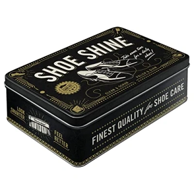 Imagen de Nostalgic Art Caja de almacenamiento plana retro, 2,5 l, Shoe Shine Idea regalo para fans lo lata metálica con tapa, diseño vintage