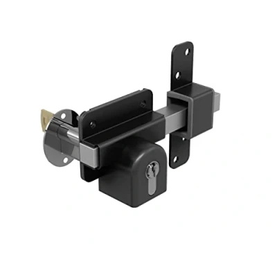 Imagen de Gatemate 1490086 Cerradura de tiro doble P11 Euro larga, color negro y acero inoxidable, 50 mm