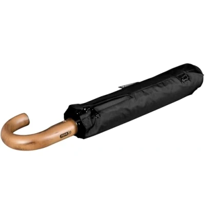 Imagen de iX brella Sombrilla XXL para hombre de 121 cm con mango madera auténtica y cierre automático, Negro , 121, Paraguas bolsillo