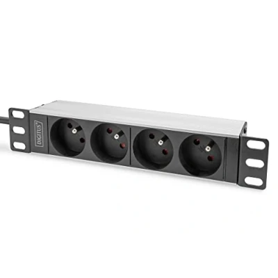 Imagen de DIGITUS Regleta de 4 Tomas 1U 10 Pulgadas (254 mm) Versión Francesa Montaje en Bastidor Armario Red Plata/Negro