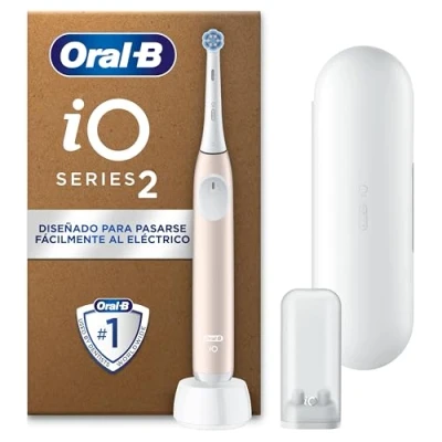 Imagen de Oral B iO 2 Cepillo De Dientes Eléctrico Rosa Suave, 1 Cabezal, Estuche Viaje, Soporte Recambios 3 Modos Cepillado, Sensor Presión y Temporizador, Diseñado por Braun