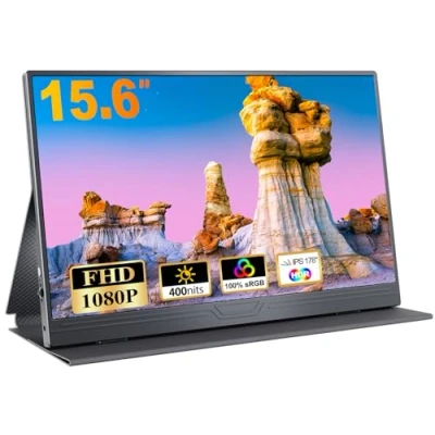 Imagen de CUIUIC Monitor portátil de 15,6 Pulgadas con Pantalla Full HD USB C, 1920 x 1080 HDR IPS Mini HDMI y Doble Altavoz Integrado Smart Cover