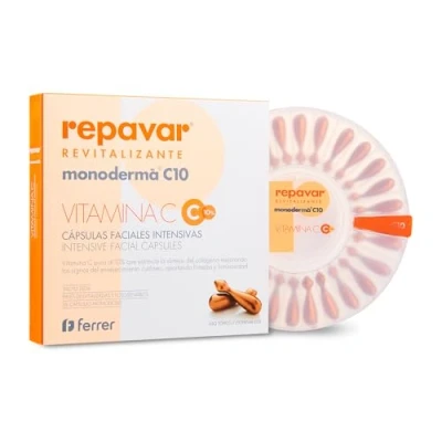 Imagen de Repavar Revitalizante Cápsulas Faciales Intensivas Monoderma Elaboradas con Vitamina C Tratamiento Antimanchas y Antienvejecimiento 28 Monodosis
