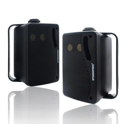 Imagen de STUDIOFINIX Altavoces Bluetooth para Exteriores de 3.5 Pulgadas, Impermeables, 3 vías 200 W, Montaje en Pared de, Uso Patio, Cubierta, Interior y Exterior