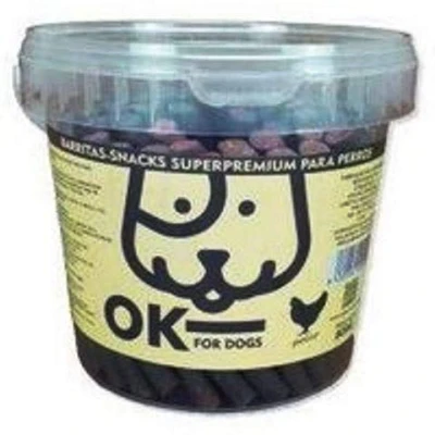 Imagen de OK FOR DOGS Barritas de Buey/Pollo/Cordero o Salmón con Arroz Snack y Premio Saludable para Perros Bote Asa Cierre 800 gr (Pollo &amp; Arroz)