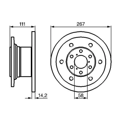Imagen de BOSCH 0 986 478 742 Disco de freno 267 14,3 6 95 macizo aceitado IVECO: DAILY 2 Pritsche/Fahrgestell, Kasten/Kombi, Kipper