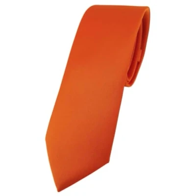 Imagen de TigerTie corbata de diseño estrecho en un solo color, ancho 5,5 cm, naranja, Talla única