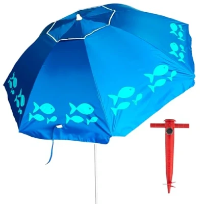 Imagen de Pincho Sombrilla Playa Grande 220cm, Antiviento hasta 35km/h, Proteccion UV50+, Aluminio, 8+8 Varillas de Fibra, Ventana Superior, Inclinable, Ligera, Bolsa Transporte (Color 1)