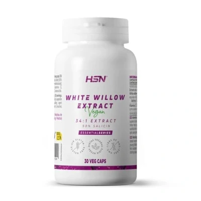 Imagen de HSN Extracto de Sauce Blanco (50% en salicina) Salix alba 240mg 30 Cápsulas Vegetales Corteza White Willow 34x Veces Más Concentrado No GMO, Vegano, Sin Gluten
