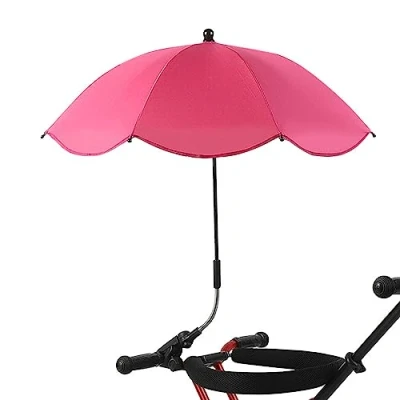 Imagen de Sombrilla Carro Bebe con Abrazadera Ajustable, Paraguas Bebe, Protección UV 360 Cochecito para Carrito, Playa, Ruedas, Viaje