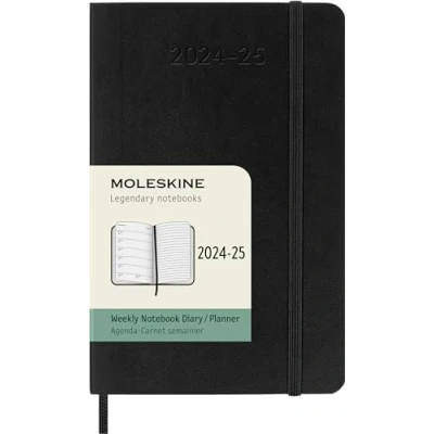 Imagen de Moleskine Weekly Planner 2024 2025, Agenda Semanal 18 Meses 2025 Con Espacio Para Notas, Tapa Blanda y Cierre Elástico, Formato de Bolsillo 9 x 14 cm, Color Negro