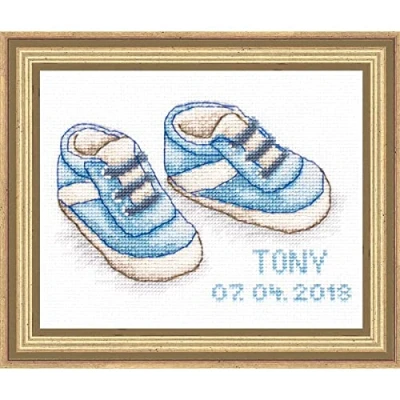 Imagen de Luca S® Kit de punto cruz Zapatos bebé niño