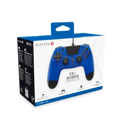 Imagen de Gioteck Mando con cable color azul VX 4 para PlayStation (Windows)