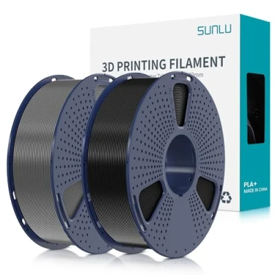 Imagen de SUNLU Filamento PLA+ 1.75 mm 2KG, para impresora 3d PLA Plus，Mejora de la resistencia,Neatly Wound, impresión PLA+, Precisión dimensional +/ 0.02mm, Negro+Gris