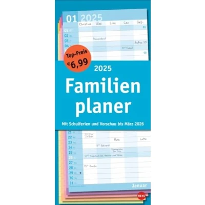 Imagen de Basic Familienplaner 2025: Praktischer Wandplaner mit 5 Spalten. Familien Wandkalender Schulferien und 3 Monats Ausblick. Terminkalender 2025.