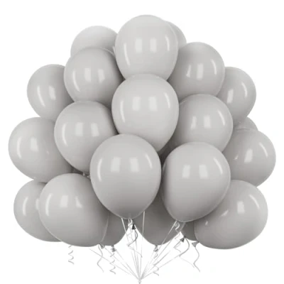 Imagen de Teselife Globos Gris, 50Piezas 12Pulgadas Gris Mate Látex Helio Globo Hombre Mujer Cumpleaño Aniversario Boda Propuesta Graduación Compromiso Despedida Soltera Año Nuevo Tema Espacial Baby Shower Deco