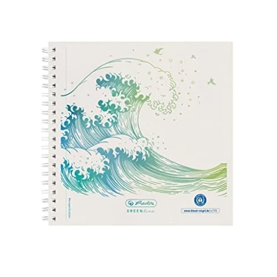 Imagen de herlitz 50033515 Greenline Wave Bloc de notas (14,8 x 14,8 cm, 100 hojas, 5 unidades)