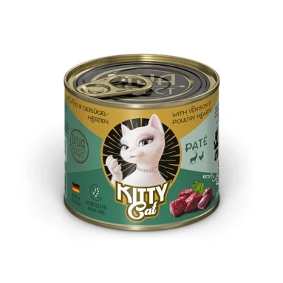 Imagen de KITTY Cat Paté Wild &amp; Corazones de Aves Corral, 6 x 200 g, Comida húmeda para Gatos, sin Cereales, con taurina, Aceite salmón y mejillón Labios Verdes, pienso Completo Alto Porcentaje