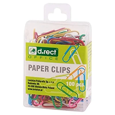 Imagen de D.RECT Clips de oficina 28mm, 100 unidades, colores, en caja plástico, 7129