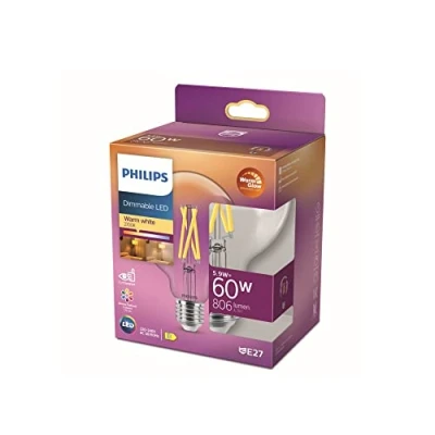 Imagen de Philips LED Bombilla Clásica, G93 E27, Luz Blanca Cálida Regulable, 60W