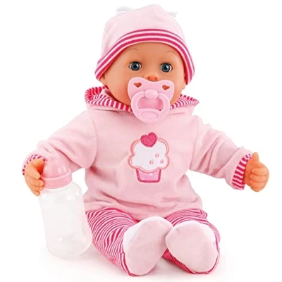 Imagen de Bayer Design Muñeca bebé 38 cm, Las Primeras Palabras, con chupete y botellín, Color rosa (93816AA) , color/modelo surtido