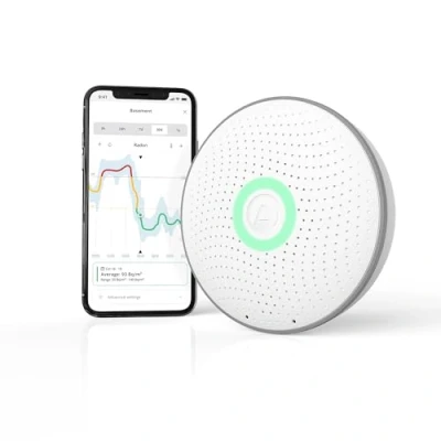 Imagen de Airthings 2950 Wave Radon: detector inteligente de gas radón con monitor humedad y temperatura, preciso, intuitivo e inalámbrico