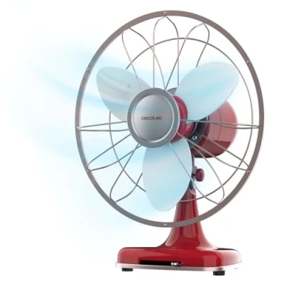 Imagen de Cecotec Ventilador de Sobremesa EnergySilence 1090 RetroDesk Design. 40W potencia, 12 Pulgadas, Diseño único y elegante, 3 Aspas aerodinámicas, Velocidades, Oscilación 80º, Inclinación ajustable
