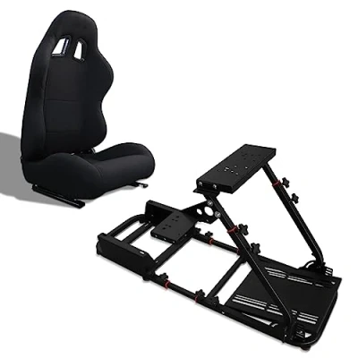 Imagen de MODAUTO Cockpit SimRacing, Soporte de Simulacion, Estructura SimRacing+Asientos Opcional, Compatible con Logitech,Fanatec,Thrustmaster.N820A+N100
