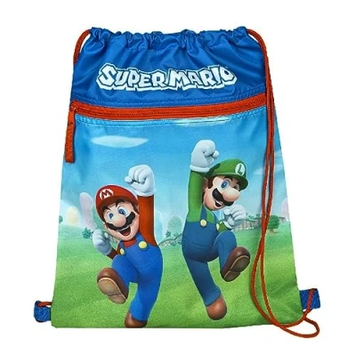 Imagen de Undercover Bolsa de deporte con cierre seguridad, bolsillo cremallera, aprox. 32 x 41 cm, diseño: Super Mario, azul