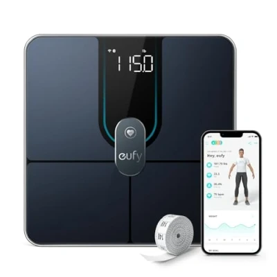 Imagen de eufy P2 Pro Báscula de baño Digital, WiFi Bluetooth, Bascula Grasa Corporal y Muscular con App, 16 Monitores Composición Corporal, como Frecuencia Cardíaca, IMC, Alta Precisión