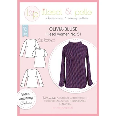 Imagen de Lillesol &amp; pelle 51 Patrón de costura para confeccionar blusa mujer (tallas 34 a 50, incluye instrucciones foto y vídeo [en inglés alemán]