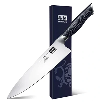 Imagen de SHAN ZU cuchillo de chef, cocina 8 pulgadas, cuchillos chef japoneses súper afilados acero, para picar, con mango ergonómico K133 Serie Genbu