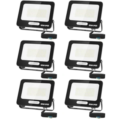 Imagen de Aigostar Foco LED Exterior 50w 4500LM, Focos Proyectore Impermeable IP65, 84 LEDs, 6500K Blanco Frío para Garaje,Jardín,Patio,Parque. 6 Piezas