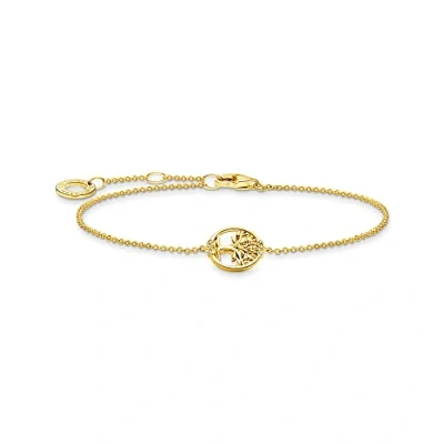 Imagen de THOMAS SABO Pulsera Árbol Del Amor con Piedras Plata Bañada en Oro A2041 414 14 L19V, 16 19 cm, Amarillo