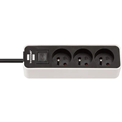 Imagen de Brennenstuhl ecolor Base Enchufe 1,5 m H05VV F3G1.0 con interruptor, 1, 5 m, blanco, 1153231020