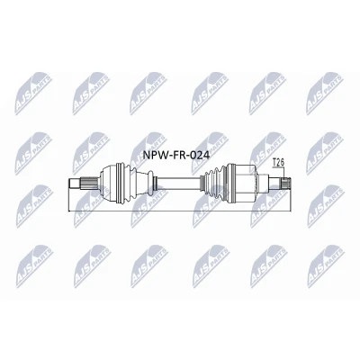Imagen de NTY NPW FR 024 Árbol de transmisión Eje delantero, izquierda, delantero 646 Caja cambios manual, 5 marchas
