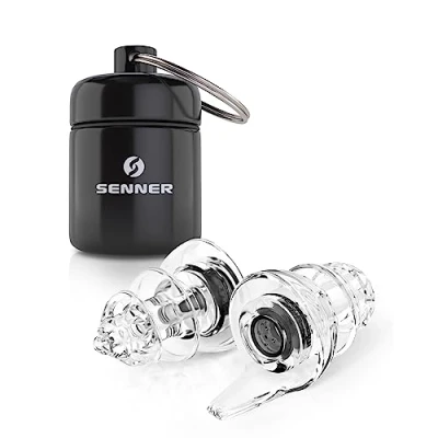 Imagen de Senner ® MotoPro Protectores auditivos para moto y deportes de motor Reduce ruido del viento, el tráfico sigue audible Tapones con estuche aluminio, reutilizables