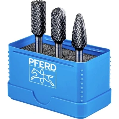 Imagen de PFERD Juego de fresas HM 3 piezas, dentado AllRound, revestimiento Hicoat, diámetro del vástago 6 mm, la broca 12 longitud dentada 25 21901415 para el uso versátil en los principales materiales