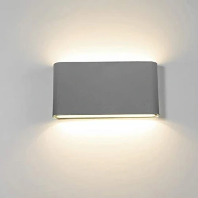 Imagen de Topmo plus 12w lámpara de pared LED impermeable IP65 moderno apliques aluminio llevó exterior Arriba y Abajo Diseño Bañadore vestíbulo 1320LM (Gris/blanco natural)