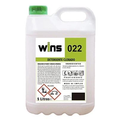 Imagen de VINFER Detergente alcalino clorado Wins 022. Botella de 5 litros. Limpieza e higiene para Todo Tipo Superficies