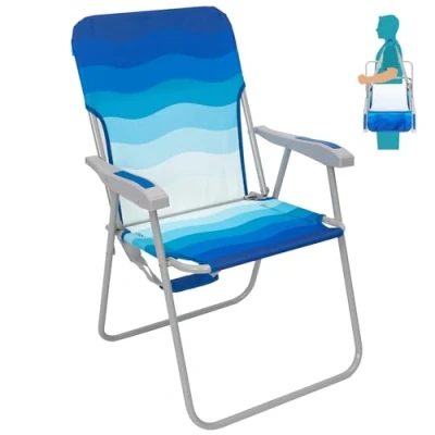 Imagen de #WEJOY Silla de Playa Plegable con Reposabrazos Sillas Acampada Camping Respaldo Alto Portátil, Carga Máxima 136 kg, para Exterior Jardín 1/2 Piezas